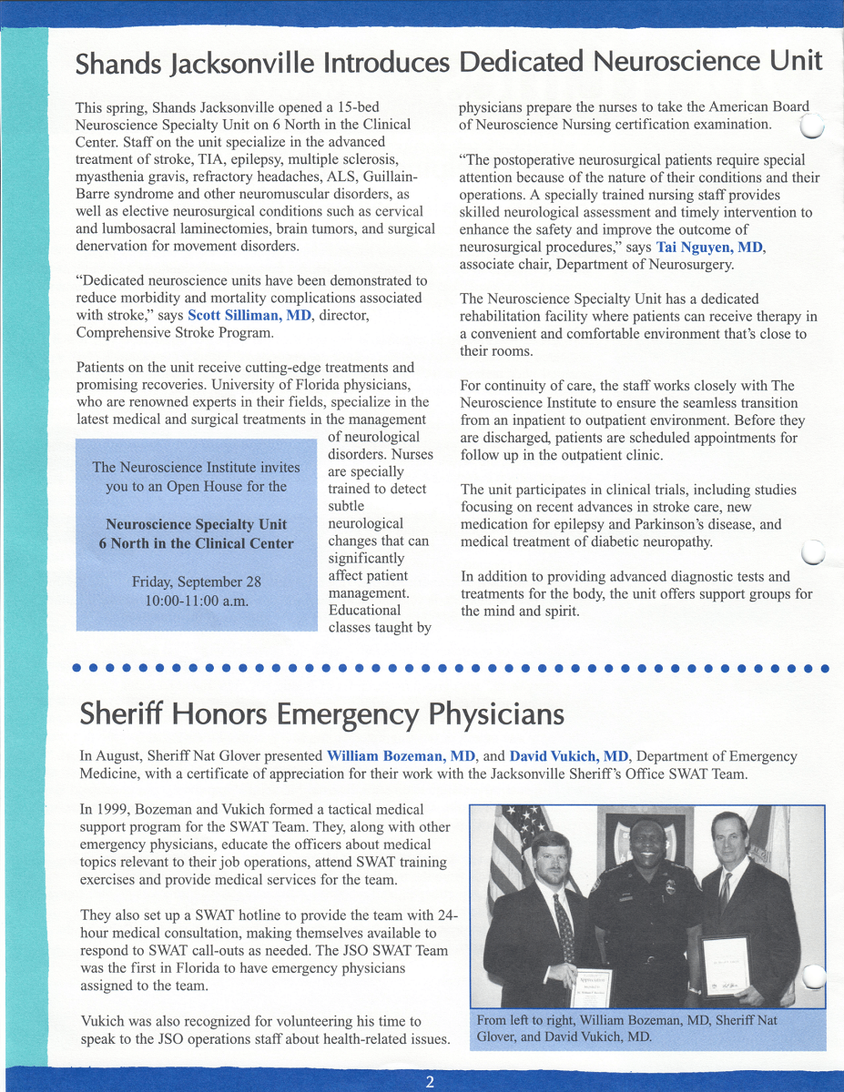 2001-09 Open Lines September - New Dedicated Neuroscience Unit